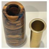 Decorative Faux Plant, Grape Vine Wreath, and Wooden Israeli Vase Set Decorative Faux Plant, Grape Vine Wreath, and Wooden Israeli Vase Set