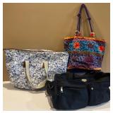 Set of 3 Stylish Tote and Duffle Bags including Laura Ashley Set of 3 Stylish Tote and Duffle Bags including Laura Ashley