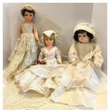 Set of 3 Vintage Bride Dolls in Lace Wedding Attire Set of 3 Vintage Bride Dolls in Lace Wedding Attire