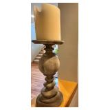 Decorative Heavy Gray Stone Candle Holder with Used Large Wax Candle Decorative Heavy Gray Stone Candle Holder with Used Large Wax Candle