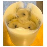 Decorative Heavy Gray Stone Candle Holder with Used Large Wax Candle Decorative Heavy Gray Stone Candle Holder with Used Large Wax Candle