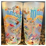 Set of 8 Minnesota Themed Frosted Glass Tumblers by Catstudio Set of 8 Minnesota Themed Frosted Glass Tumblers by Catstudio