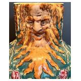 Vintage Majolica Pitcher with Folklore Motif Vintage Majolica Pitcher with Folklore Motif