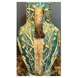 Vintage Majolica Pitcher with Folklore Motif Vintage Majolica Pitcher with Folklore Motif