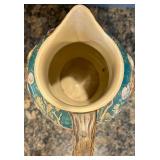 Vintage Majolica Pitcher with Folklore Motif Vintage Majolica Pitcher with Folklore Motif