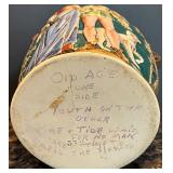 Vintage Majolica Pitcher with Folklore Motif Vintage Majolica Pitcher with Folklore Motif