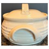 Rustic Stoneware Soup Tureen & Bowl Set with Floral Design Rustic Stoneware Soup Tureen & Bowl Set with Floral Design