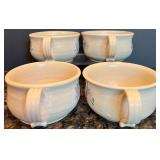 Rustic Stoneware Soup Tureen & Bowl Set with Floral Design Rustic Stoneware Soup Tureen & Bowl Set with Floral Design