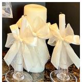 7 Piece Collection of Decorative Oil & Wax Candles with Glass Stands 7 Piece Collection of Decorative Oil & Wax Candles with Glass Stands