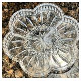 Waterford Cut Crystal Appetizer Serving Platter with Crystal Bowl, and Creamer Waterford Cut Crystal Appetizer Serving Platter with Crystal Bowl, and Creamer
