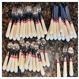 Vintage Haiku Red Stripe 48-Piece Stainless Steel Knife, Fork and Spoon Flatware Set  Vintage Haiku Red Stripe 48-Piece Stainless Steel Knife, Fork and Spoon Flatware SetÂÂ