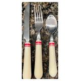 Vintage Haiku Red Stripe 48-Piece Stainless Steel Knife, Fork and Spoon Flatware Set  Vintage Haiku Red Stripe 48-Piece Stainless Steel Knife, Fork and Spoon Flatware SetÂÂ