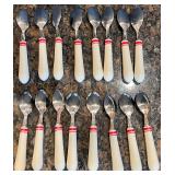Vintage Haiku Red Stripe 48-Piece Stainless Steel Knife, Fork and Spoon Flatware Set  Vintage Haiku Red Stripe 48-Piece Stainless Steel Knife, Fork and Spoon Flatware SetÂÂ