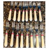 Vintage Haiku Red Stripe 48-Piece Stainless Steel Knife, Fork and Spoon Flatware Set  Vintage Haiku Red Stripe 48-Piece Stainless Steel Knife, Fork and Spoon Flatware SetÂÂ