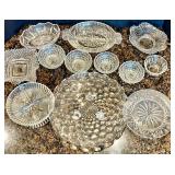 Collection of 12 Vintage Crystal Cut Glass Serving Bowls and Plates Collection of 12 Vintage Crystal Cut Glass Serving Bowls and Plates