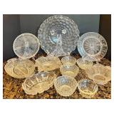 Collection of 12 Vintage Crystal Cut Glass Serving Bowls and Plates Collection of 12 Vintage Crystal Cut Glass Serving Bowls and Plates