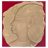 Luxor Egypt Relief Stone Plaque in Ornate Frame with 1979 Tour Inscription with 2 Egyptian Plates Luxor Egypt Relief Stone Plaque in Ornate Frame with 1979 Tour Inscription with 2 Egyptian Plates