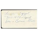 Luxor Egypt Relief Stone Plaque in Ornate Frame with 1979 Tour Inscription with 2 Egyptian Plates Luxor Egypt Relief Stone Plaque in Ornate Frame with 1979 Tour Inscription with 2 Egyptian Plates