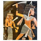 Luxor Egypt Relief Stone Plaque in Ornate Frame with 1979 Tour Inscription with 2 Egyptian Plates Luxor Egypt Relief Stone Plaque in Ornate Frame with 1979 Tour Inscription with 2 Egyptian Plates