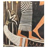 Luxor Egypt Relief Stone Plaque in Ornate Frame with 1979 Tour Inscription with 2 Egyptian Plates Luxor Egypt Relief Stone Plaque in Ornate Frame with 1979 Tour Inscription with 2 Egyptian Plates