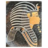 Luxor Egypt Relief Stone Plaque in Ornate Frame with 1979 Tour Inscription with 2 Egyptian Plates Luxor Egypt Relief Stone Plaque in Ornate Frame with 1979 Tour Inscription with 2 Egyptian Plates