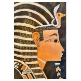 Luxor Egypt Relief Stone Plaque in Ornate Frame with 1979 Tour Inscription with 2 Egyptian Plates Luxor Egypt Relief Stone Plaque in Ornate Frame with 1979 Tour Inscription with 2 Egyptian Plates