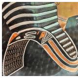 Luxor Egypt Relief Stone Plaque in Ornate Frame with 1979 Tour Inscription with 2 Egyptian Plates Luxor Egypt Relief Stone Plaque in Ornate Frame with 1979 Tour Inscription with 2 Egyptian Plates