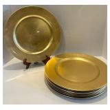 Set of 8 Caspari New York-Paris Chinese Gold Lacquerware Charger Plates Set of 8 Caspari New York-Paris Chinese Gold Lacquerware Charger Plates