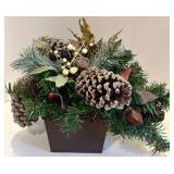 Festive Holiday Decor Set: Red Ornament Cone Tree, Tin & Evergreen Arrangement Festive Holiday Decor Set: Red Ornament Cone Tree, Tin & Evergreen Arrangement