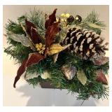 Festive Holiday Decor Set: Red Ornament Cone Tree, Tin & Evergreen Arrangement Festive Holiday Decor Set: Red Ornament Cone Tree, Tin & Evergreen Arrangement