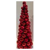 Festive Holiday Decor Set: Red Ornament Cone Tree, Tin & Evergreen Arrangement Festive Holiday Decor Set: Red Ornament Cone Tree, Tin & Evergreen Arrangement