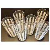 Set of 6 Striped Glass Drinking Tumblers Set of 6 Striped Glass Drinking Tumblers