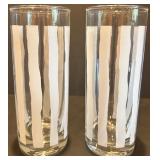 Set of 6 Striped Glass Drinking Tumblers Set of 6 Striped Glass Drinking Tumblers