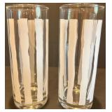 Set of 6 Striped Glass Drinking Tumblers Set of 6 Striped Glass Drinking Tumblers
