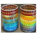 Vibrant Glass Plate, Candle Holders, and Assorted Glass Candy Set Vibrant Glass Plate, Candle Holders, and Assorted Glass Candy Set