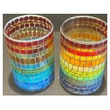 Vibrant Glass Plate, Candle Holders, and Assorted Glass Candy Set Vibrant Glass Plate, Candle Holders, and Assorted Glass Candy Set