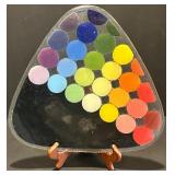 Vibrant Glass Plate, Candle Holders, and Assorted Glass Candy Set Vibrant Glass Plate, Candle Holders, and Assorted Glass Candy Set