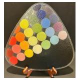 Vibrant Glass Plate, Candle Holders, and Assorted Glass Candy Set Vibrant Glass Plate, Candle Holders, and Assorted Glass Candy Set