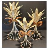 Set of 3 Metal Wheat Candle Holders with Decorative Accents and Ornate Metal Lantern Set of 3 Metal Wheat Candle Holders with Decorative Accents and Ornate Metal Lantern