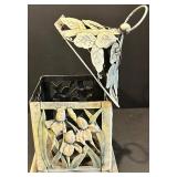 Set of 3 Metal Wheat Candle Holders with Decorative Accents and Ornate Metal Lantern Set of 3 Metal Wheat Candle Holders with Decorative Accents and Ornate Metal Lantern