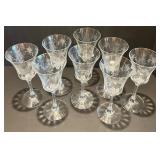 Set of 8 Etched Crystal Wine Glasses with Floral Design Set of 8 Etched Crystal Wine Glasses with Floral Design