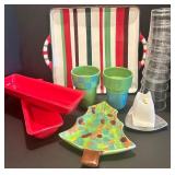 Set of Holiday Dishware with Serving Tray and Glasses Set of Holiday Dishware with Serving Tray and Glasses