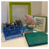 Household Decor and Kitchen Set with Cutlery, Painted Fish Sculpture, Art, and Tray Household Decor and Kitchen Set with Cutlery, Painted Fish Sculpture, Art, and Tray