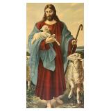 Vintage Brass Framed Mirror and Jesus with Lamb Artwork Vintage Brass Framed Mirror and Jesus with Lamb Artwork
