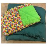 Handmade Patchwork Quilt with Teal Button-Up Duvet Comforter Handmade Patchwork Quilt with Teal Button-Up Duvet Comforter