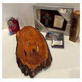 Collection of Cribbage Board, Playing Cards, and Blessings Plaque Collection of Cribbage Board, Playing Cards, and Blessings Plaque