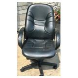 Black Leather Swivel Office Chair with Adjustable Features