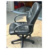 Black Leather Swivel Office Chair with Adjustable Features