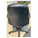 Black Leather Swivel Office Chair with Adjustable Features