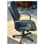 Black Leather Swivel Office Chair with Adjustable Features
